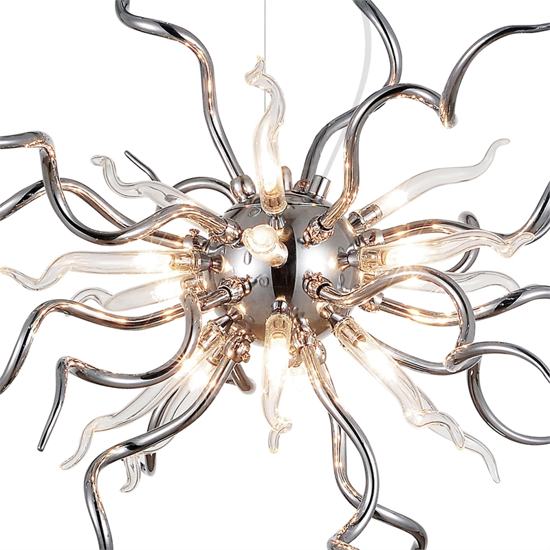 CWI Lighting Twist 15 Light Contemporary Metal Chandelier in Chrome