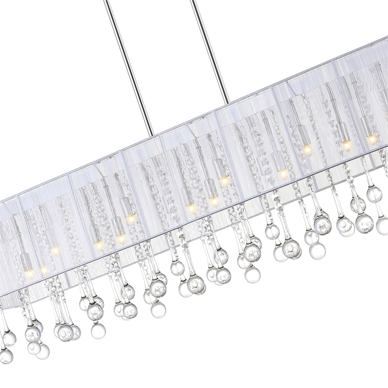 CWI Lighting Water Drop 17 Light Metal Chandelier with Drum Shade in Chrome