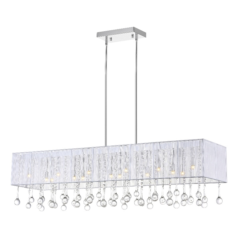 CWI Lighting Water Drop 17 Light Metal Chandelier with Drum Shade in Chrome