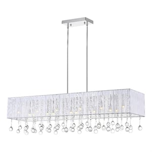 CWI Lighting Water Drop 17 Light Metal Chandelier with Drum Shade in Chrome