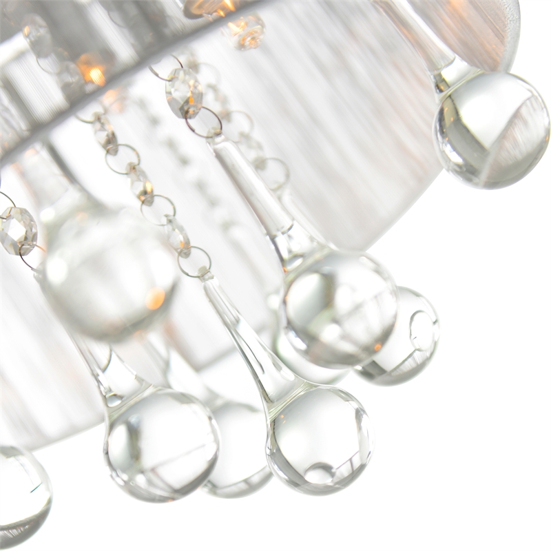 CWI Lighting Water Drop 4 Light Metal Flush Mount with Drum Shade in Chrome