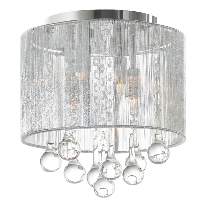 CWI Lighting Water Drop 4 Light Metal Flush Mount with Drum Shade in Chrome