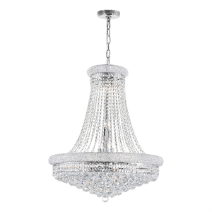 CWI Lighting Empire 18 Light Down Transitional Metal Chandelier in Chrome