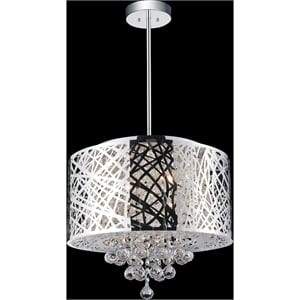 CWI Lighting Eternity 6 Light Drum Shade Metal Chandelier in Chrome