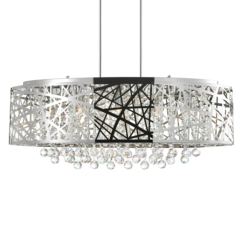 CWI Lighting Eternity8 Light Drum Shade Metal Chandelier in Chrome