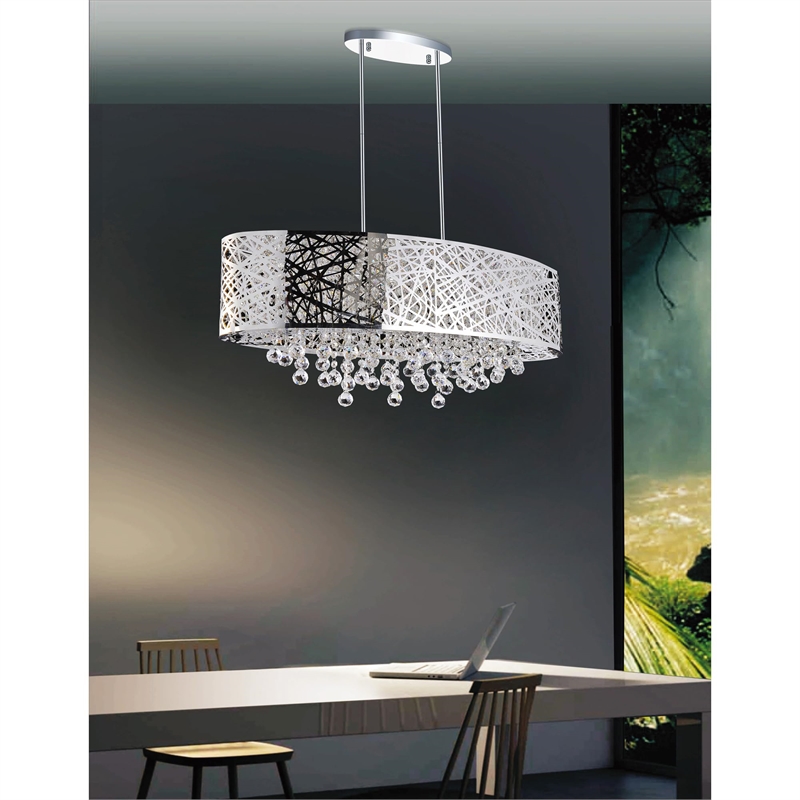 CWI Lighting Eternity8 Light Drum Shade Metal Chandelier in Chrome