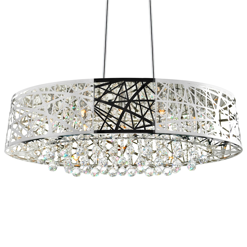 CWI Lighting Eternity8 Light Drum Shade Metal Chandelier in Chrome