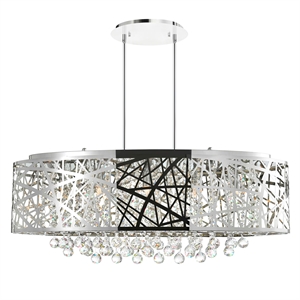 CWI Lighting Eternity8 Light Drum Shade Metal Chandelier in Chrome