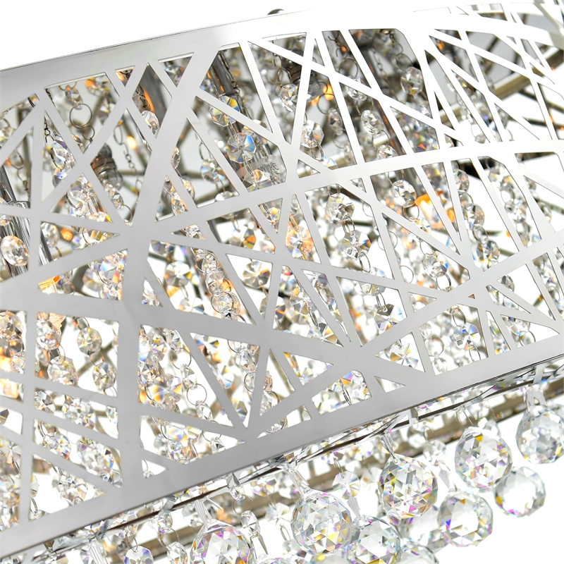 CWI Lighting Eternity8 Light Drum Shade Metal Chandelier in Chrome