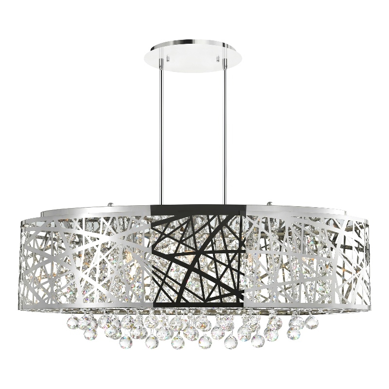 CWI Lighting Eternity8 Light Drum Shade Metal Chandelier in Chrome