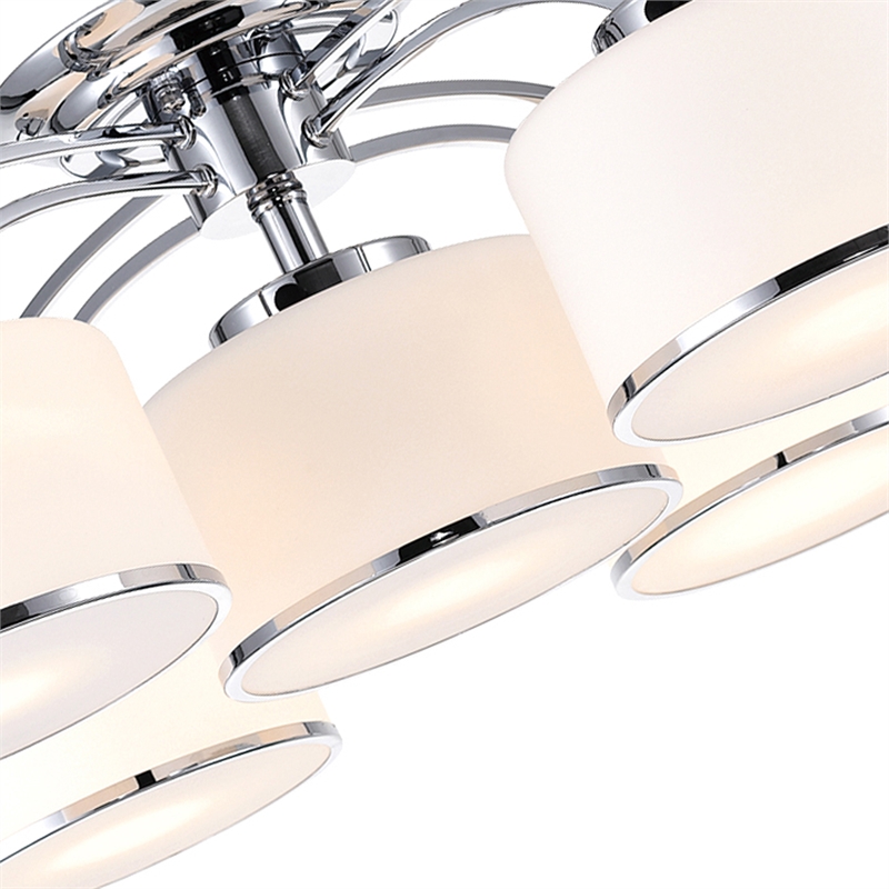 CWI Lighting Frosted 5 Light Drum Shade Metal Flush Mount in Chrome