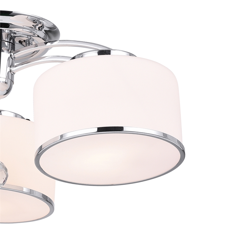 CWI Lighting Frosted 5 Light Drum Shade Metal Flush Mount in Chrome