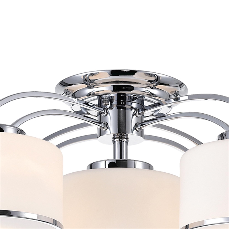 CWI Lighting Frosted 5 Light Drum Shade Metal Flush Mount in Chrome