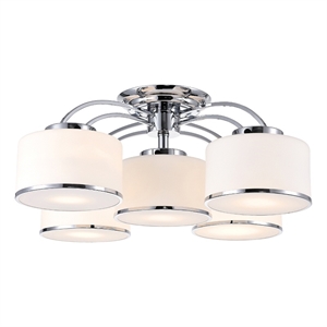 CWI Lighting Frosted 5 Light Drum Shade Metal Flush Mount in Chrome