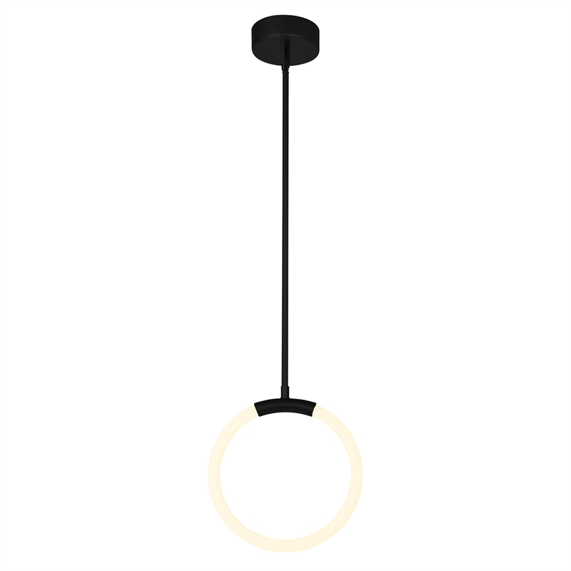 CWI Lighting Hoops 1 Light Contemporary Metal LED Pendant in Black