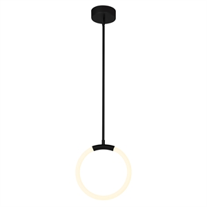 CWI Lighting Hoops 1 Light Contemporary Metal LED Pendant in Black
