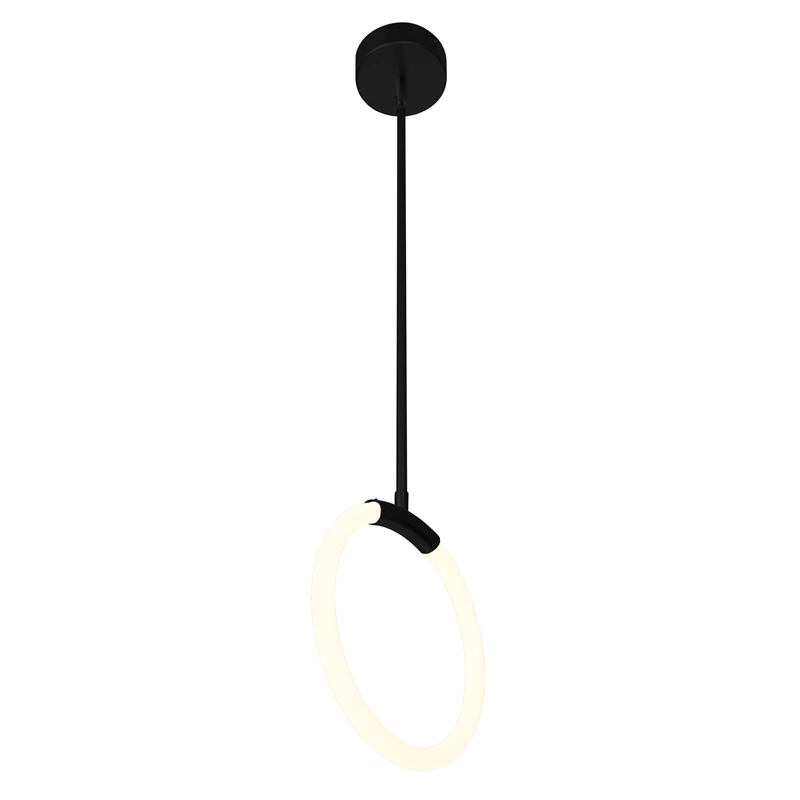 CWI Lighting Hoops 1 Light Contemporary Metal LED Pendant in Black