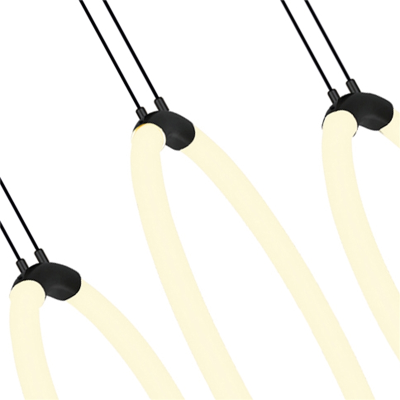 CWI Lighting Hoops 5 Light Contemporary Metal LED Chandelier in Black