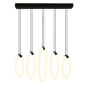 CWI Lighting Hoops 5 Light Contemporary Metal LED Chandelier in Black
