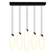 CWI Lighting Hoops 5 Light Contemporary Metal LED Chandelier in Black