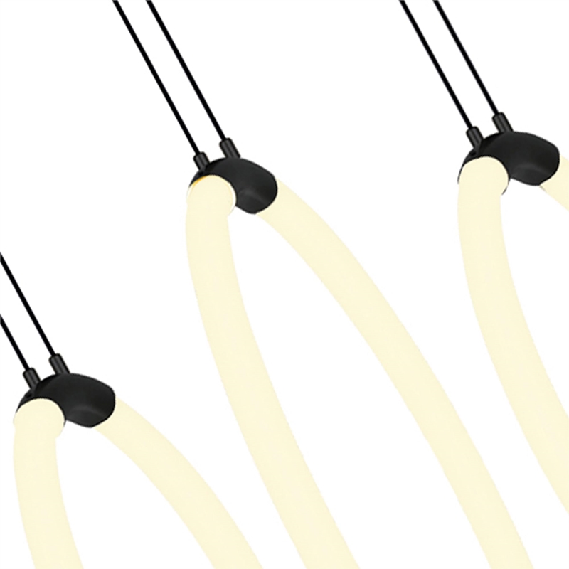 CWI Lighting Hoops 5 Light Contemporary Metal LED Chandelier in Black