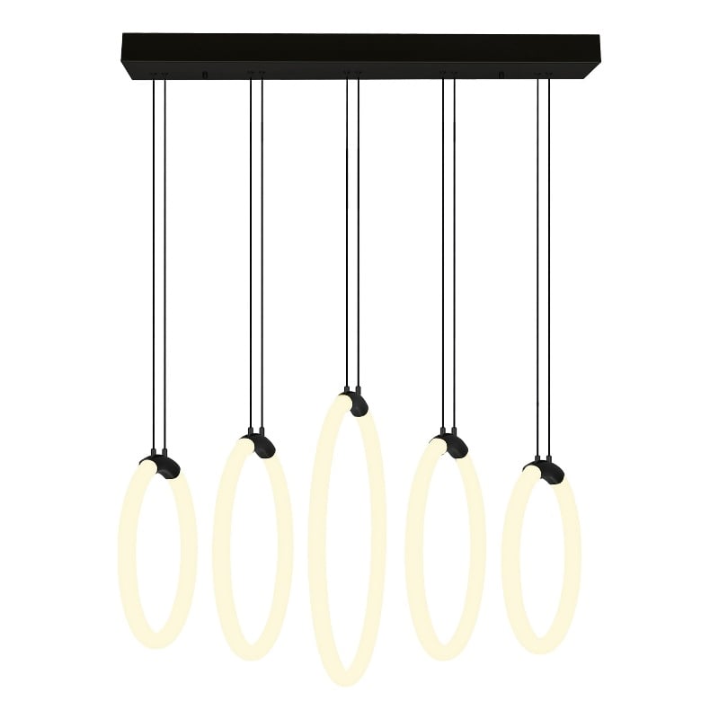 CWI Lighting Hoops 5 Light Contemporary Metal LED Chandelier in Black