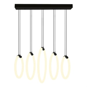 CWI Lighting Hoops 5 Light Contemporary Metal LED Chandelier in Black