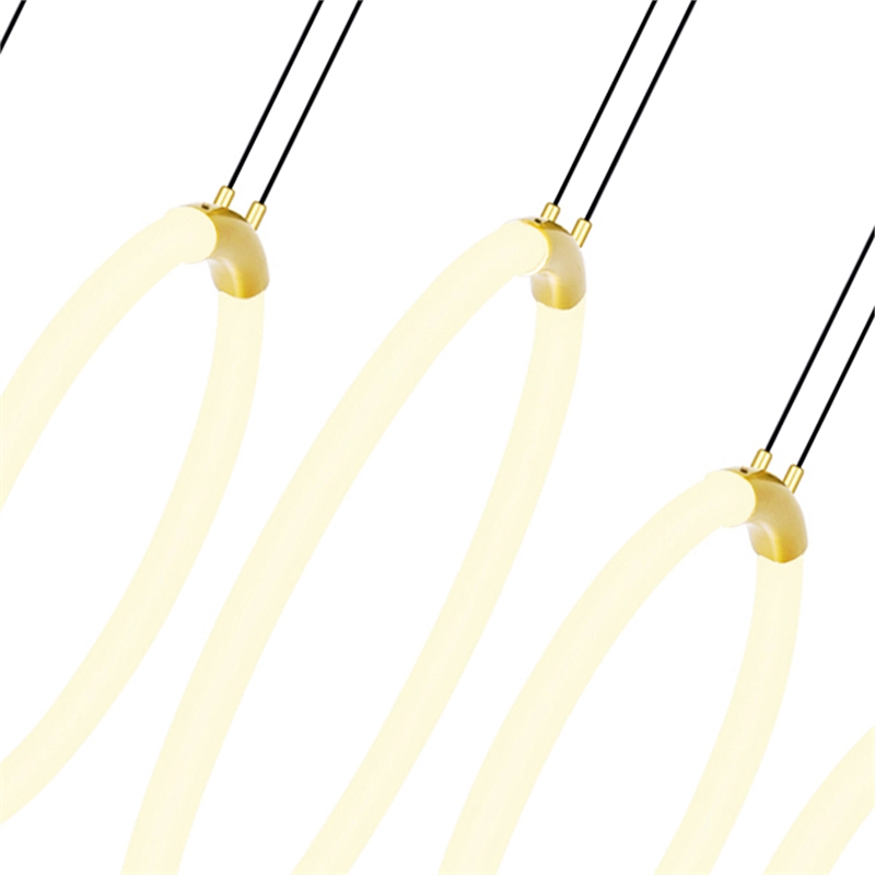 CWI Lighting Hoops 5 Light Contemporary Metal LED Chandelier in Satin Gold