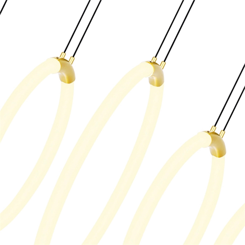 CWI Lighting Hoops 5 Light Contemporary Metal LED Chandelier in Satin Gold