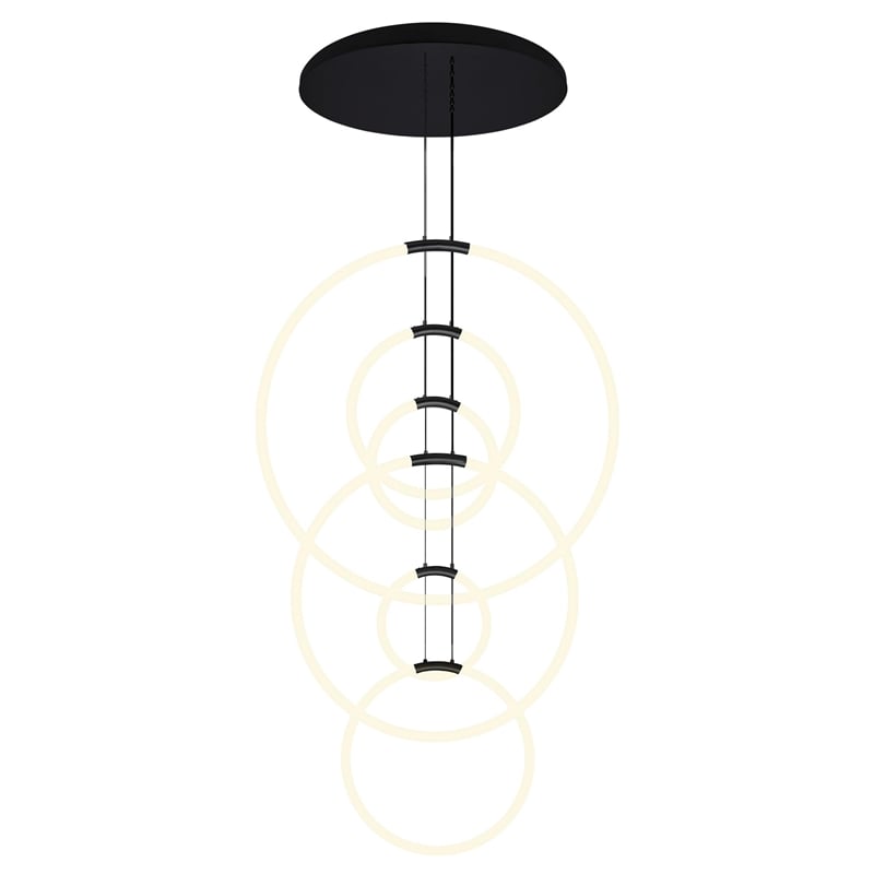 CWI Lighting Hoops 6 Light Contemporary Metal LED Chandelier in Black