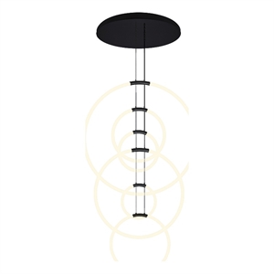 CWI Lighting Hoops 6 Light Contemporary Metal LED Chandelier in Black