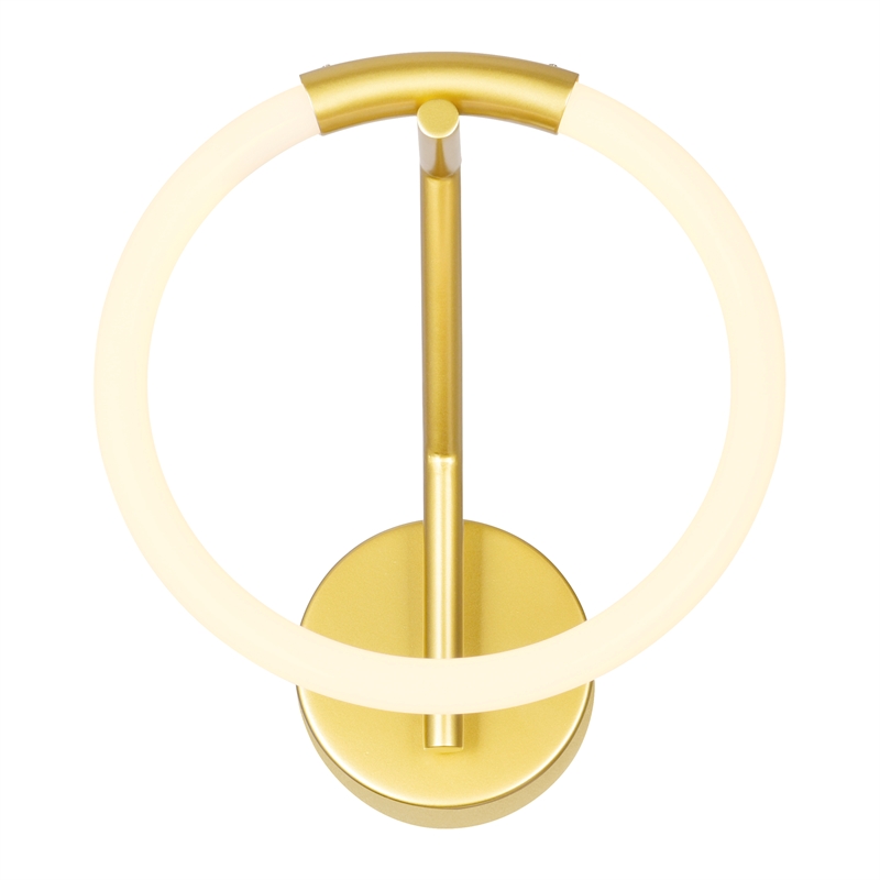 CWI Lighting Hoops 1 Light Contemporary Metal LED Wall Sconce in Satin Gold