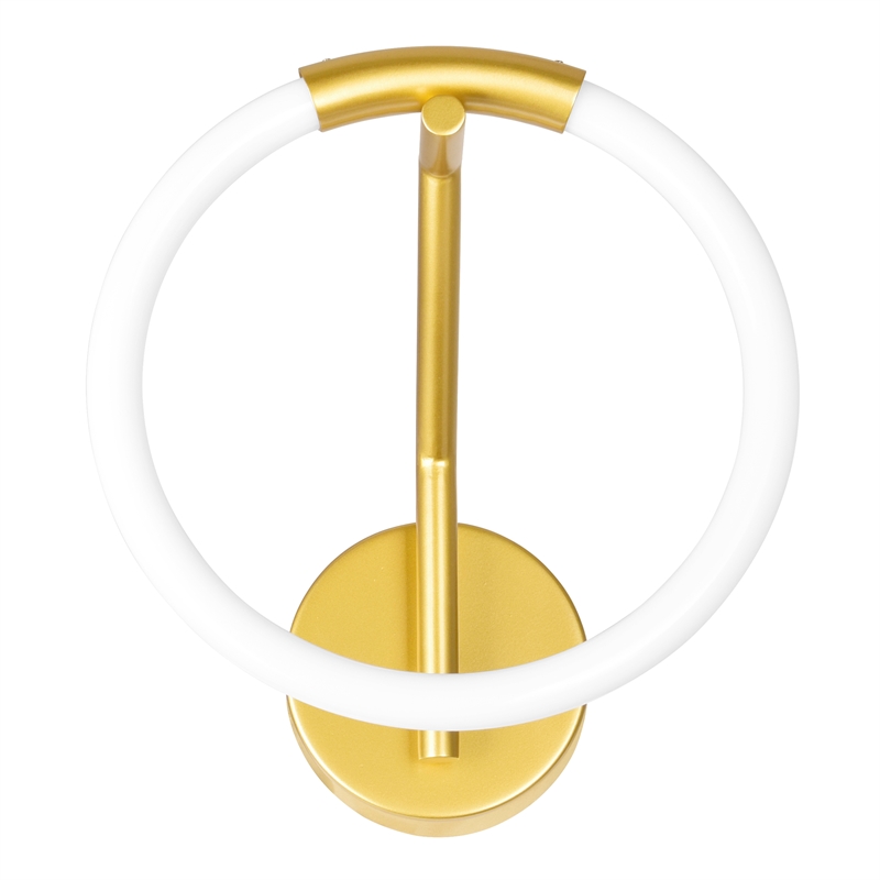 CWI Lighting Hoops 1 Light Contemporary Metal LED Wall Sconce in Satin Gold