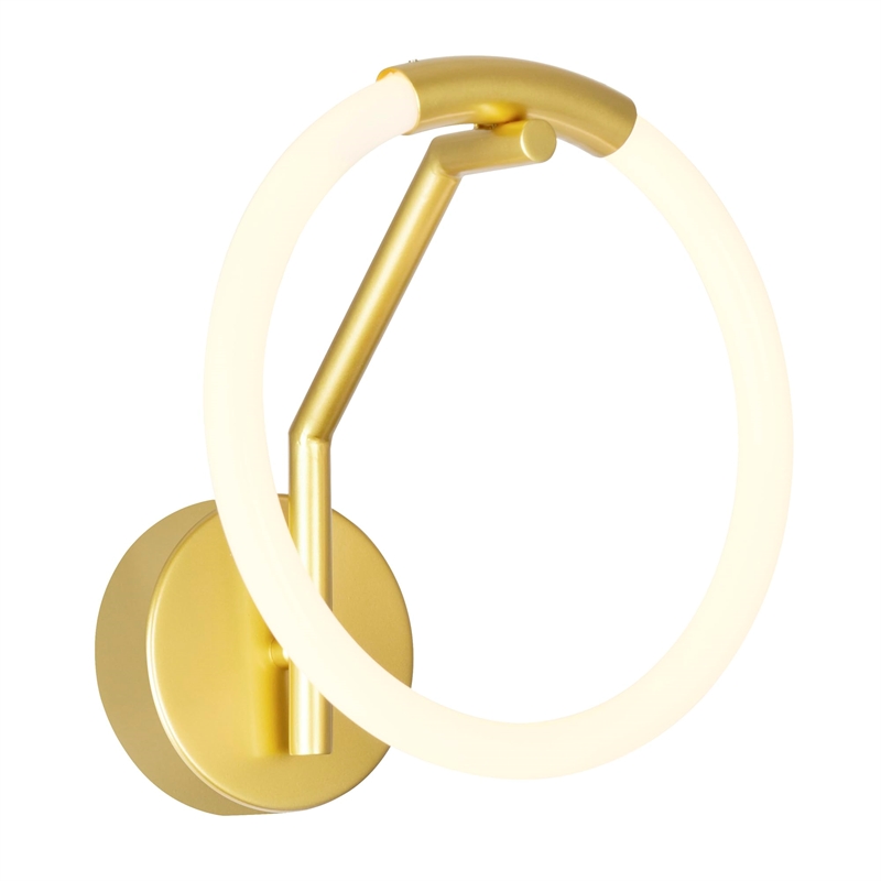 CWI Lighting Hoops 1 Light Contemporary Metal LED Wall Sconce in Satin Gold