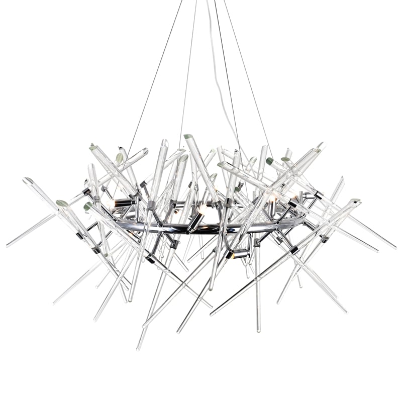 CWI Lighting Icicle 12 Light Contemporary Metal Chandelier in Chrome