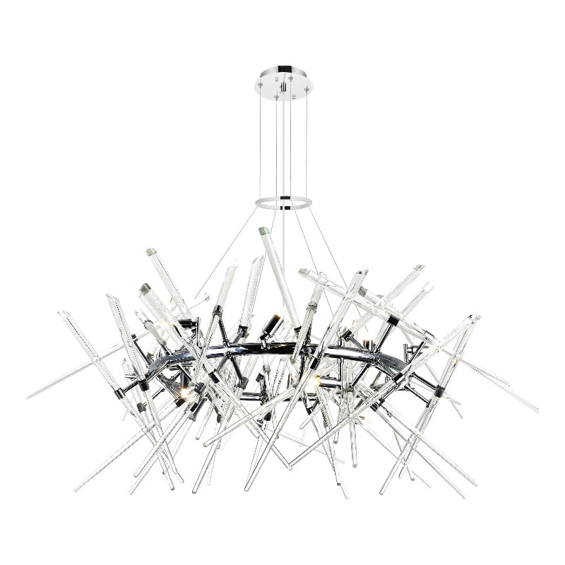 CWI Lighting Icicle 12 Light Contemporary Metal Chandelier in Chrome
