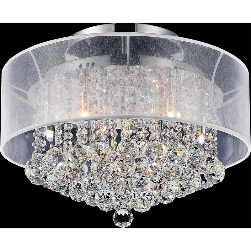 CWI Lighting Radiant 9 Light Drum Shade Contemporary Metal Flush Mount in Chrome