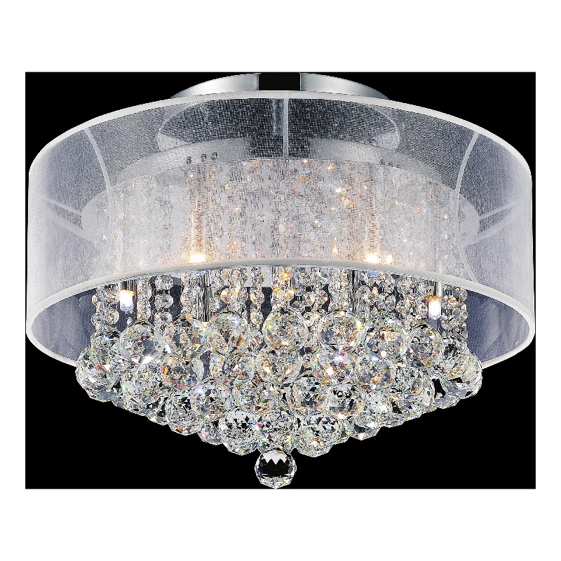 CWI Lighting Radiant 9 Light Drum Shade Contemporary Metal Flush Mount in Chrome