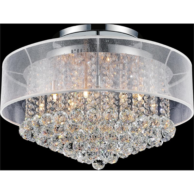 CWI Lighting Radiant 12 Light Drum Shade Metal Flush Mount in Chrome