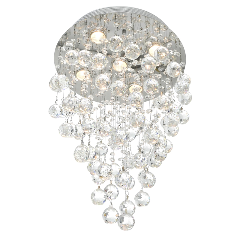 CWI Lighting Rain Drop 5 Light Metal Indoor Flush Mount in Chrome