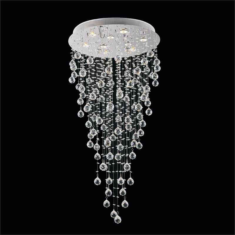 CWI Lighting Rain Drop 9 Light Metal Indoor Flush Mount in Chrome
