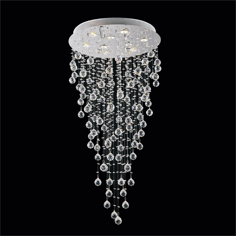 CWI Lighting Rain Drop 9 Light Metal Indoor Flush Mount in Chrome