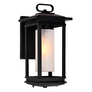 cwi lighting granville 1-light farmhouse metal outdoor wall lantern in black