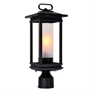 cwi lighting granville 1-light farmhouse metal outdoor lantern head in black