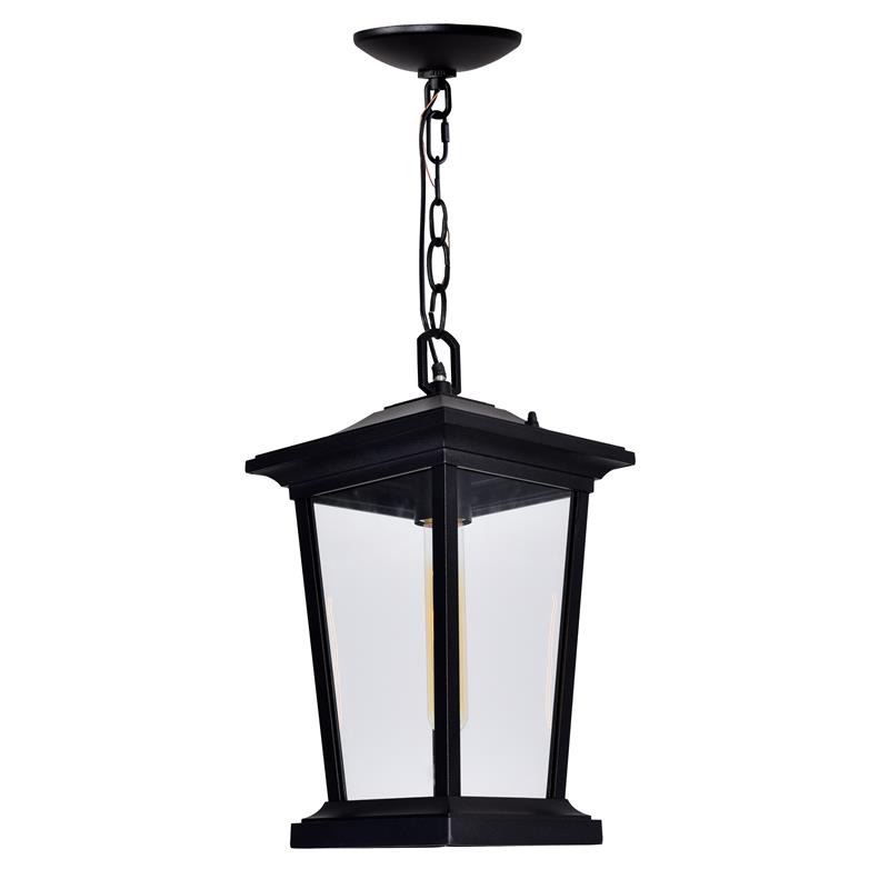 CWI Lighting Leawood 1 Light Farmhouse Metal Outdoor Hanging Light in Black