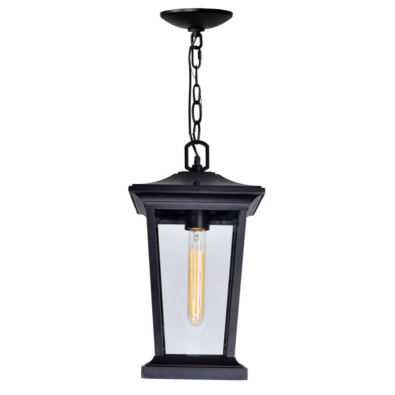 CWI Lighting Leawood 1 Light Farmhouse Metal Outdoor Hanging Light in Black