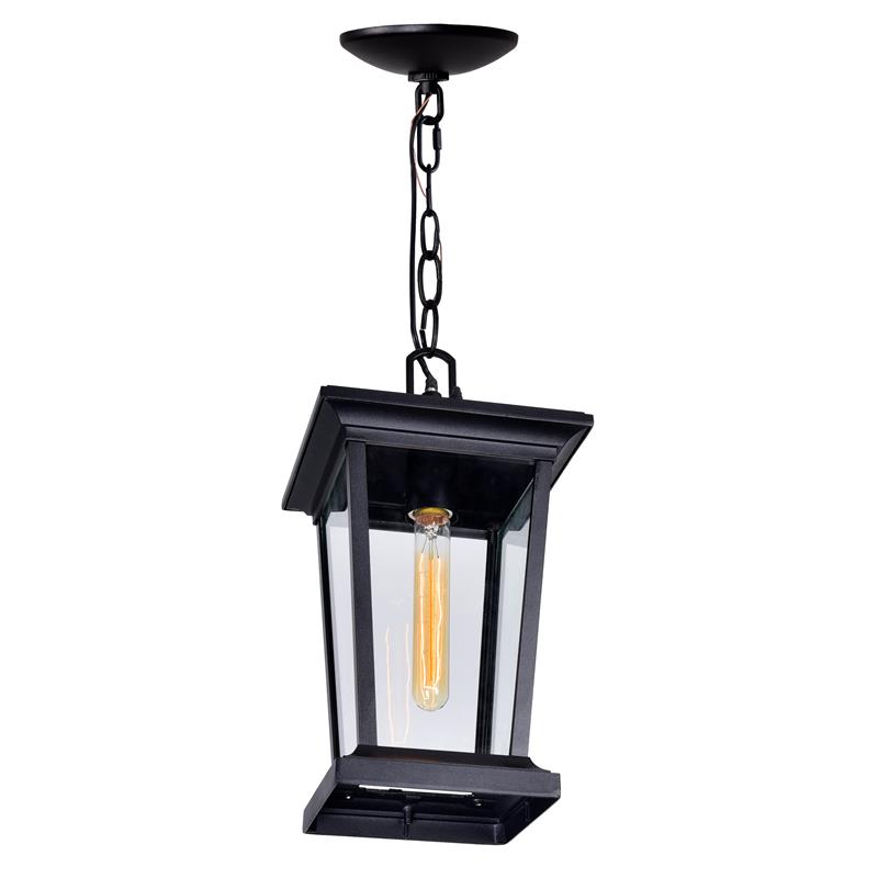 CWI Lighting Leawood 1 Light Farmhouse Metal Outdoor Hanging Light in Black