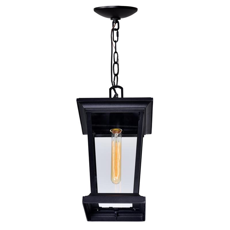 CWI Lighting Leawood 1 Light Farmhouse Metal Outdoor Hanging Light in Black