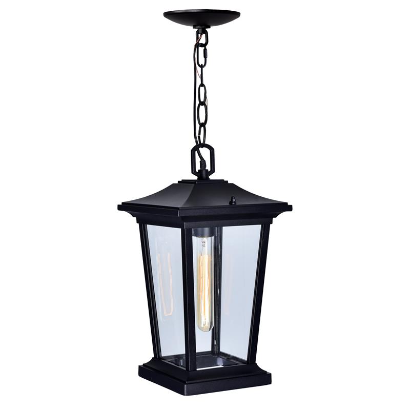 CWI Lighting Leawood 1 Light Farmhouse Metal Outdoor Hanging Light in Black