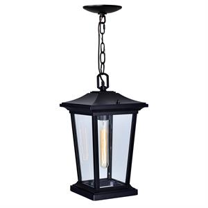 cwi lighting leawood 1-light farmhouse metal outdoor hanging light in black